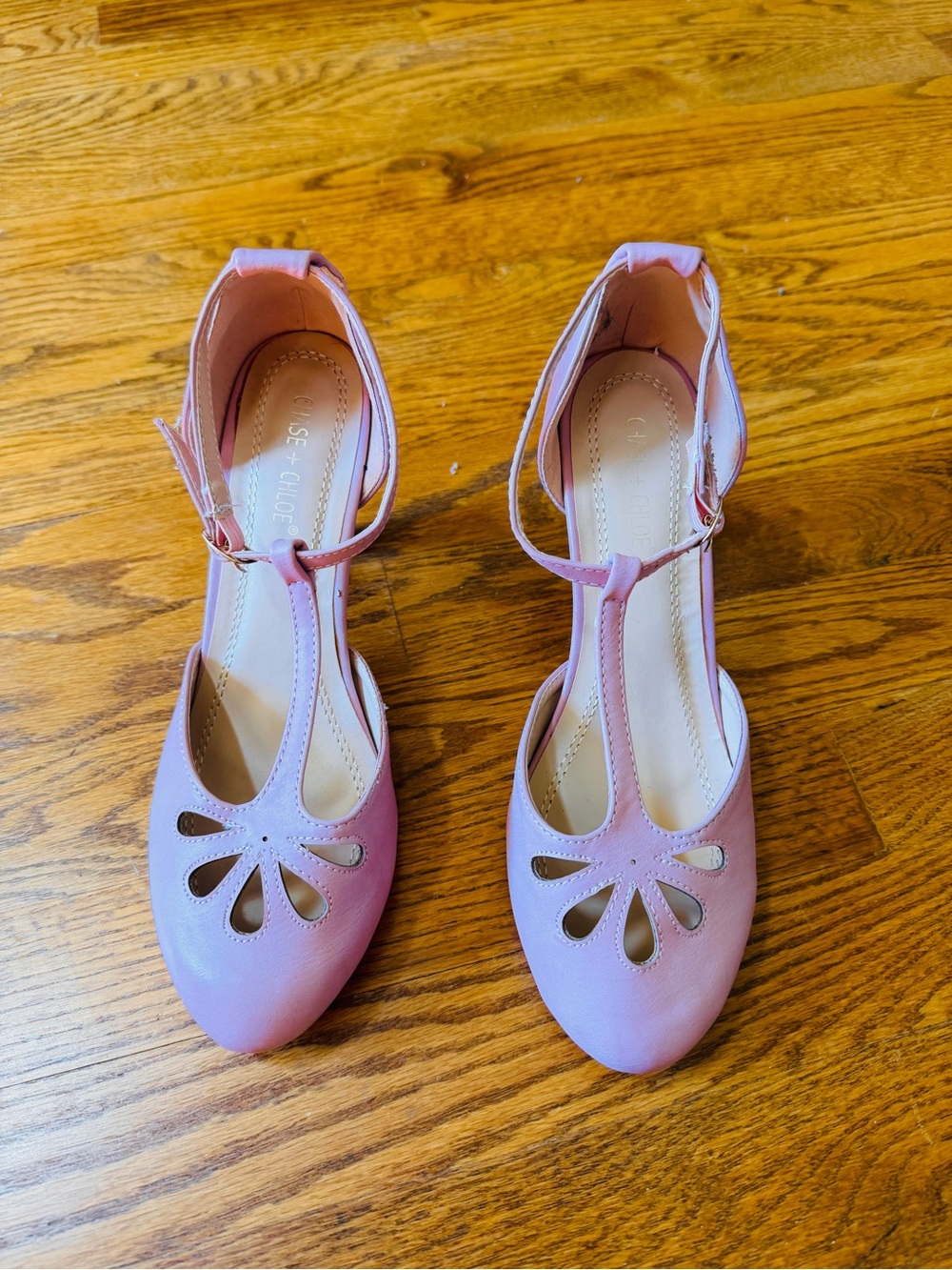 Chase + Chloe Pink Floral T-Strap Heels Size 7.5 Dressy Heels